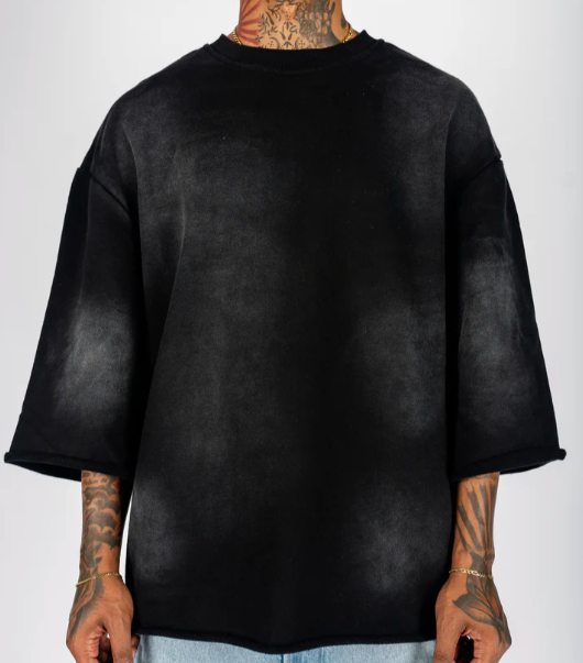 Sun-Dried Cropped Crewneck (Black)